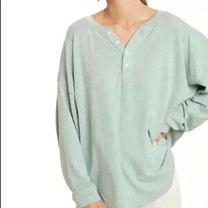 Wishlist Womens Oversized Henley Sage Green Size Small